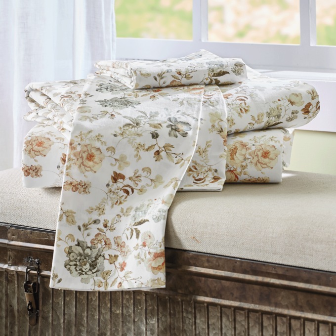 Rosa 200-Thread Count Cotton Percale Printed Sheet Set, , large