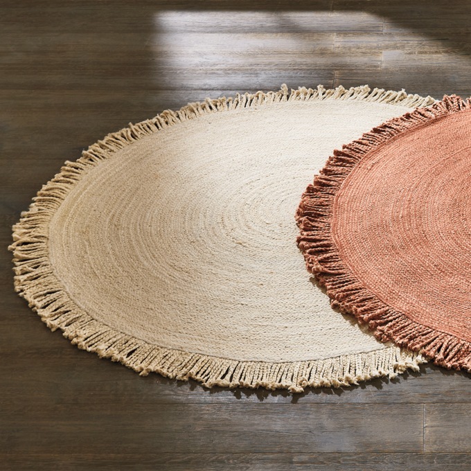 Luella Braided-Jute Reversible Rug with Fringe, , large