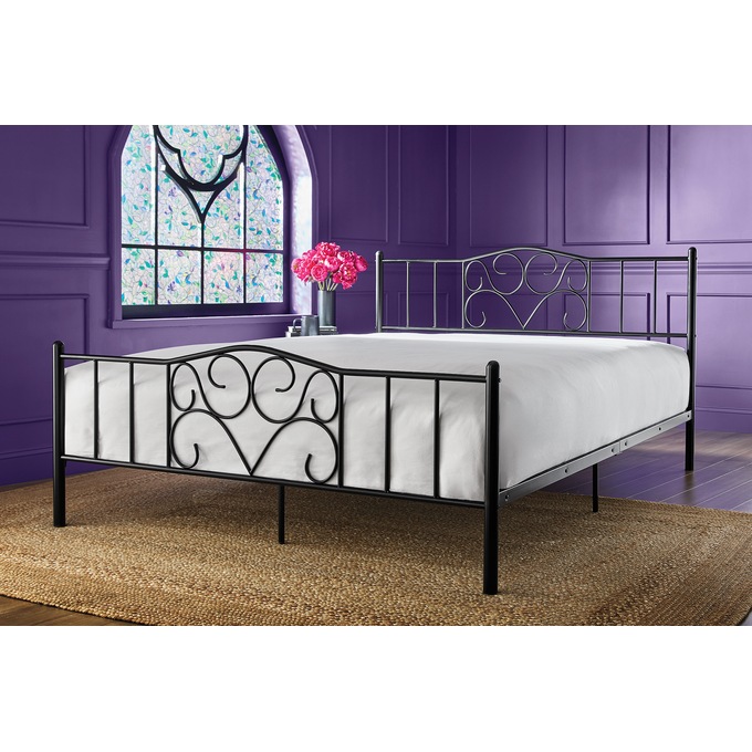 Adjustable Queen/King Steel Bed Rails with Locking Casters - 600-lb. Capacity, Black, large