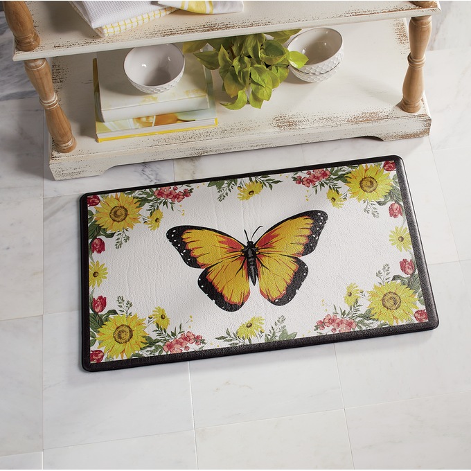 Flowers and Butterfly AntiFatigue Mat 18" X 30" Seventh Avenue