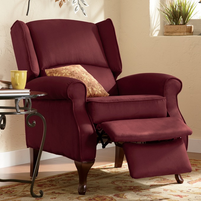 Microfiber Wingback Recliner, , large