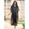 Mi Amor Long V-Neck Caftan with Floral Border, , large