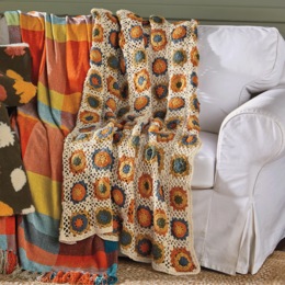 Crochet Granny Square Throw, , large