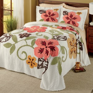 Flora Chenille Bedspread, , large