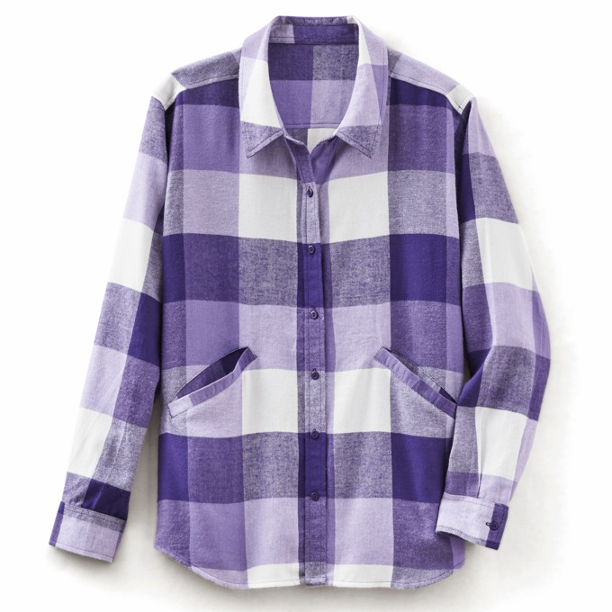 Plaid Shacket, Purple, large