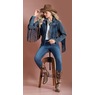 Denim Fringe Jacket, Blue, large