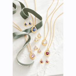 Gemstone/Cubic Zirconia Teardrop Pendant &amp; Earring Set, , large