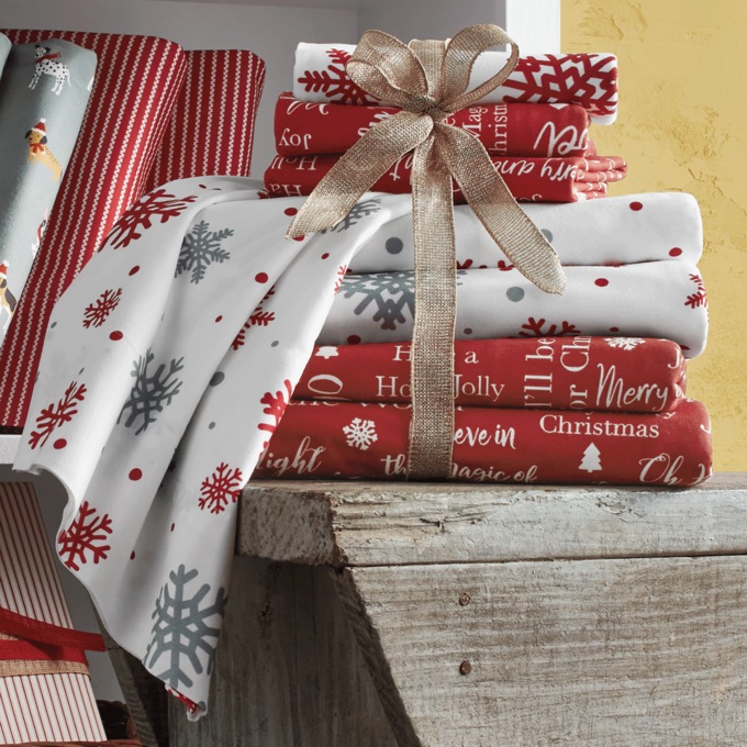 Holiday Print 2-Pack Flannel Sheet Set, , large