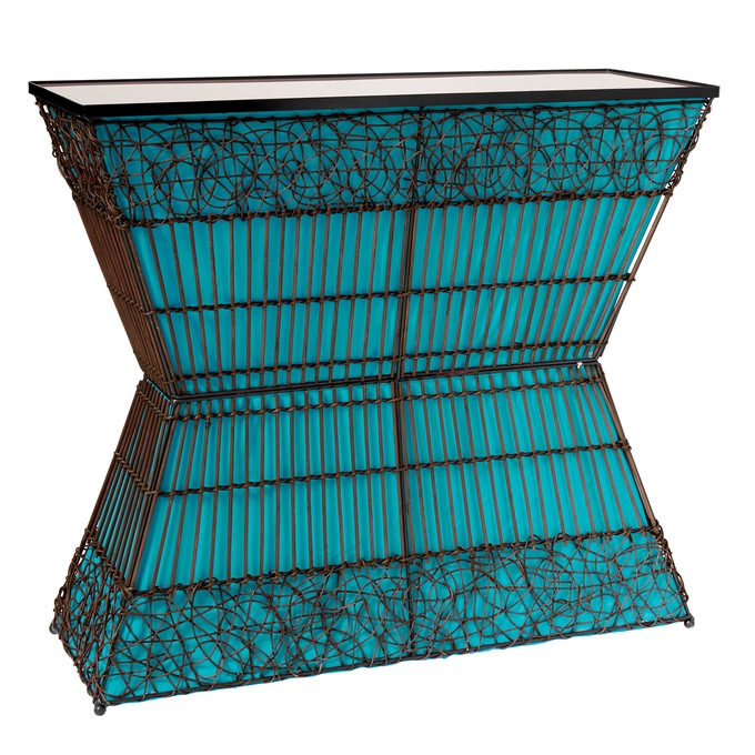 Zain Lighted Rattan Console Table, , large