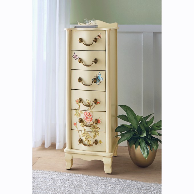 Hand-Painted Rose and Butterfly Cabinet, , large