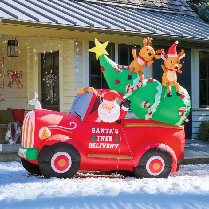 Santa&rsquo;s Tree Delivery Lit Inflatable, , large