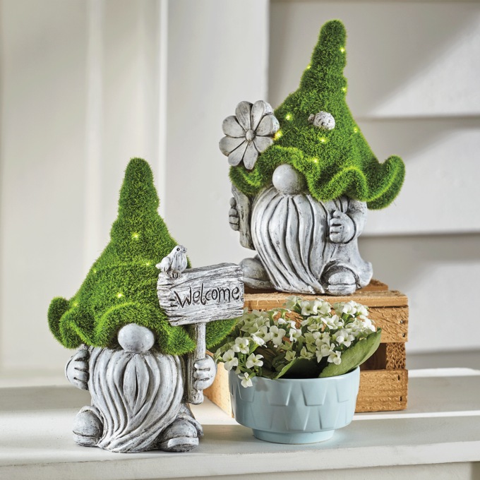 Set of 2 Solar Moss Gnomes, , large
