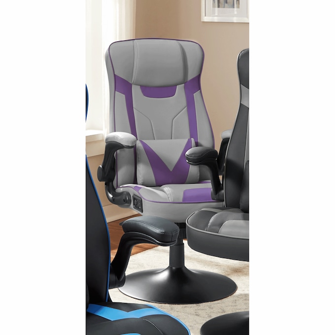Audio and Vibration Swivel Gaming Chair, Gray Purple, large