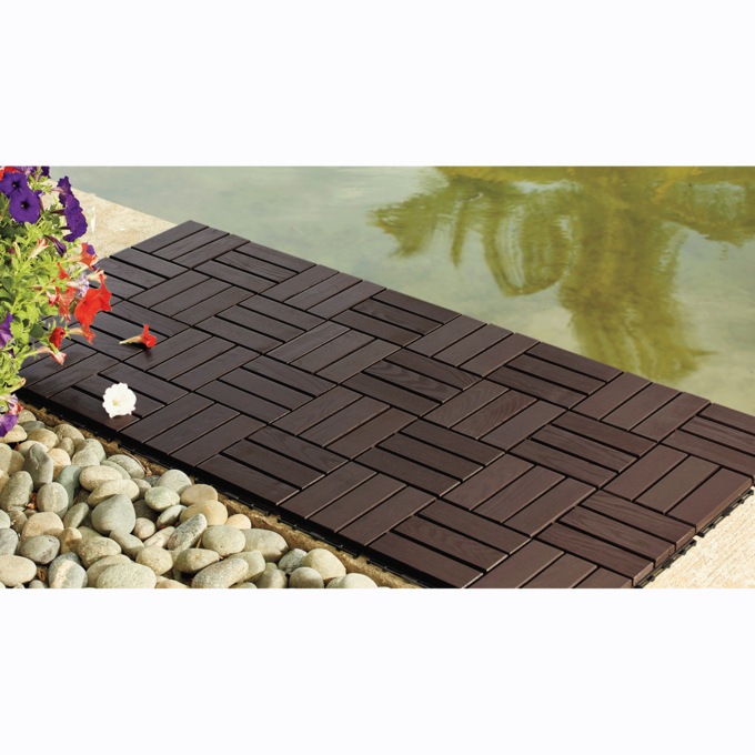 Set of 8 Outdoor Wood Patio Tiles, , large