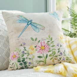 Dragonfly Floral Accent Pillow, , large