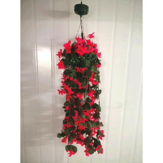 Solar Hanging Flower Light, Red, large
