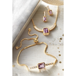 Gemstone/Cubic Zirconia Rectangular Necklace, Bracelet &amp; Earring Set, , large
