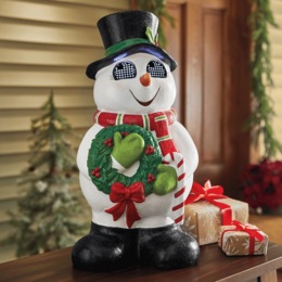 Outdoor Digital-Eyed Snowman Figure, , large