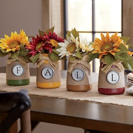 Fall Sunflower Metal Jar Set, , large