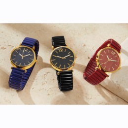 Ladies&#39; Embellished Dial/Stretch-Band Color Watch, , large