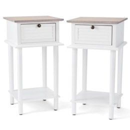 Set of 2 Wood Shutter Side Tables, , large