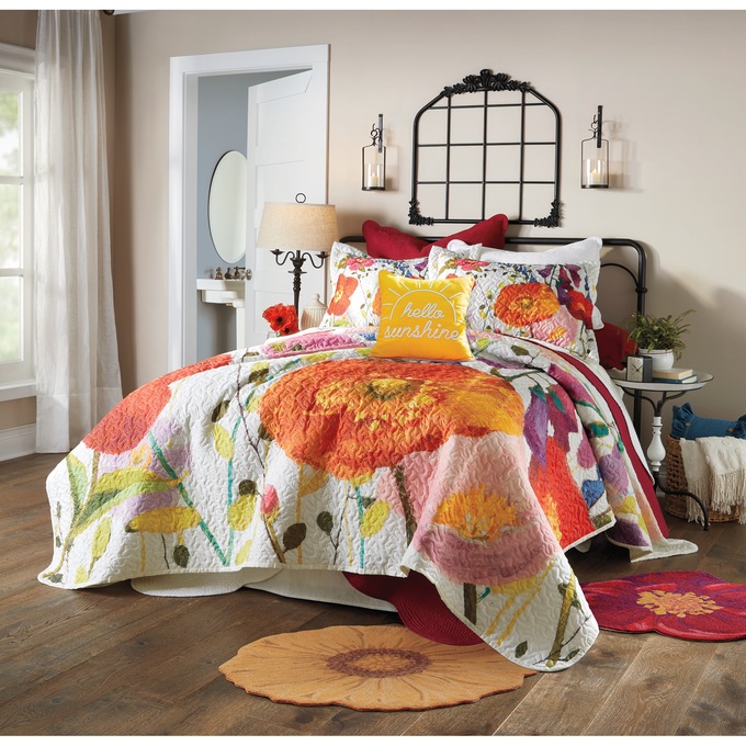 Floral Garden Oversized Quilt, Sham, Accent Pillow and Panel Pair, , large