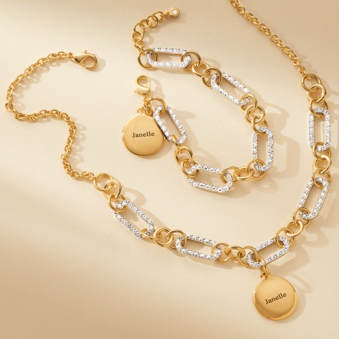 Personalized Crystal-Accent Link Jewelry, , large