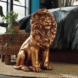 Goldtone Lion Statue, , large