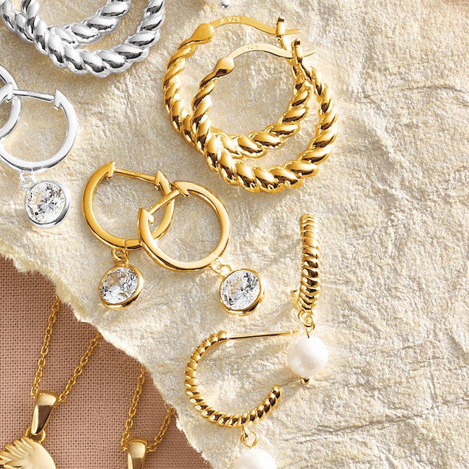 3-Pair Cubic Zirconia/Pearl Hoop Set, , large