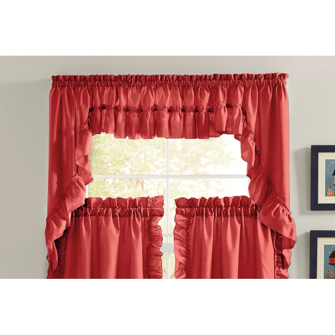 Mayfair Romantic Priscilla Ruffled Semi-Sheer Insert Valance, , large