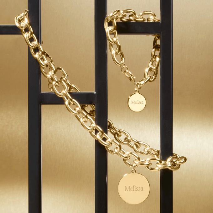 Personalized Chunky Chain-Link Necklace, Goldtone, large