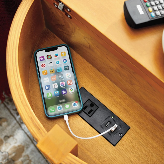 Traditional End Table with Power, , large