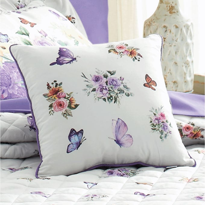 Butterfly Floral Accent Pillow, , large