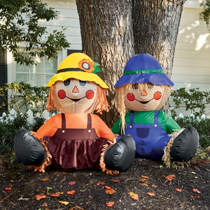 Set of 2 Harvest Scarecrow Inflatables, , large