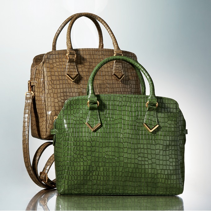 Croc-Embossed Satchel, , large