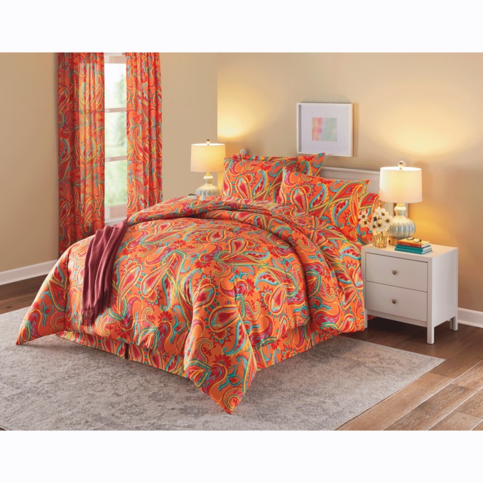 Bright Paisley Complete Bed Set, Panel Pair and Valance, , large
