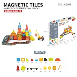 88-Piece Magnetic Tiles Construction Blocks, , large