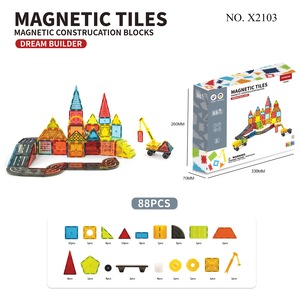 88-Piece Magnetic Tiles Construction Blocks, , large