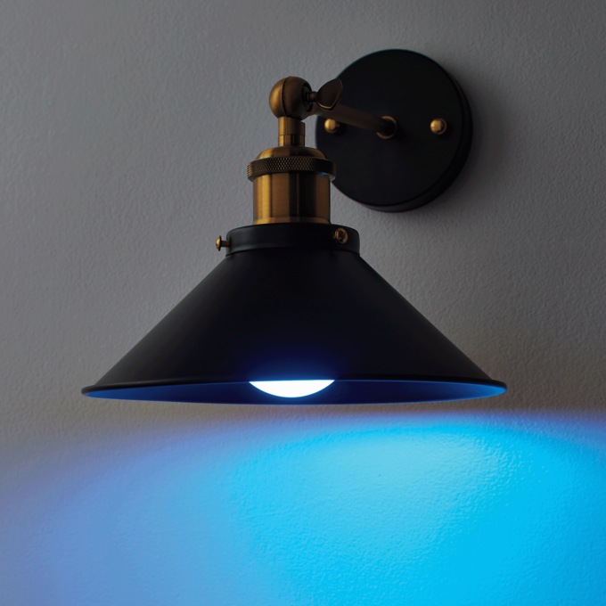 Set of 2 Wireless Sconces, Black, large