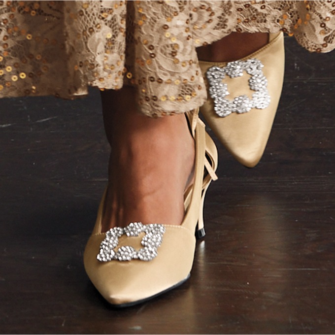Amanda D'laurie Satin & Rhinestone Pump, , large