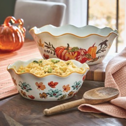 Set of 2 Ruffled Rim Harvest Bowls, , large