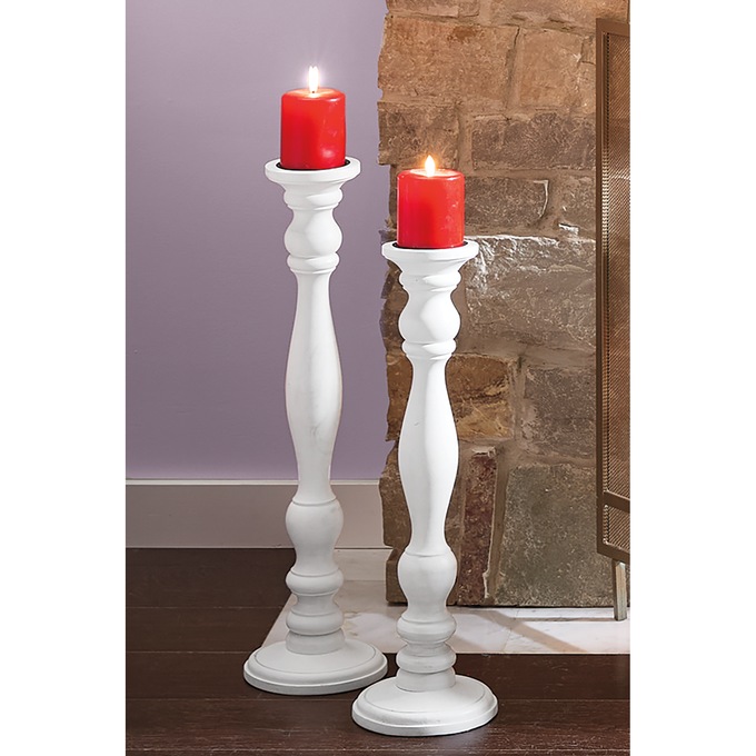 Set of 2 Farmhouse Floor Candleholders, , large
