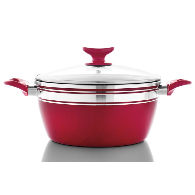 Chef Tested 8-Piece Ceramic Banded Cookware Set by Wards, Red, large
