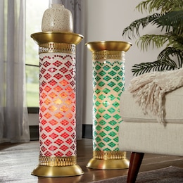 Mosaic Lit Pedestal Table, , large