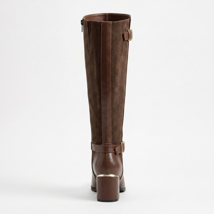 2-Buckle Faux-Leather Riding Boot, , large
