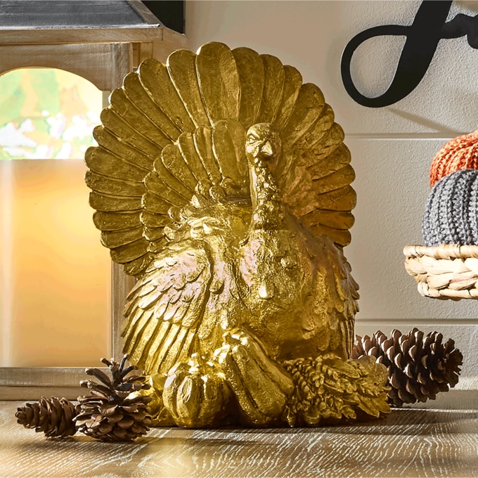 Gold Turkey Figurine, , large