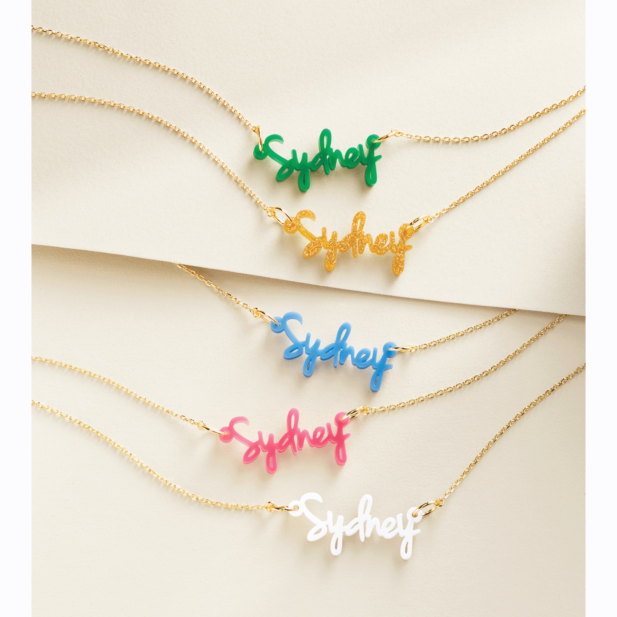 Personalized Name Acrylic Color Necklace, , large