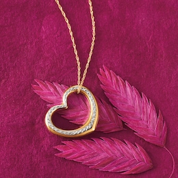 Gold Two-Tone Open Heart Pendant, , large