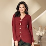 Katrina Button-Front Cardigan Sweater with Cable Knit Detail, , large