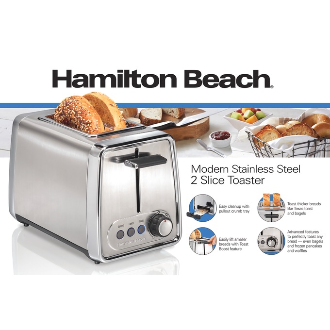 Hamilton Beach Modern Chrome 2-Slice Toaster, Stainless Steel, large
